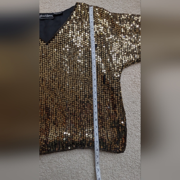Vintage Gold Sequin Top, Size L - Picture 3 of 13